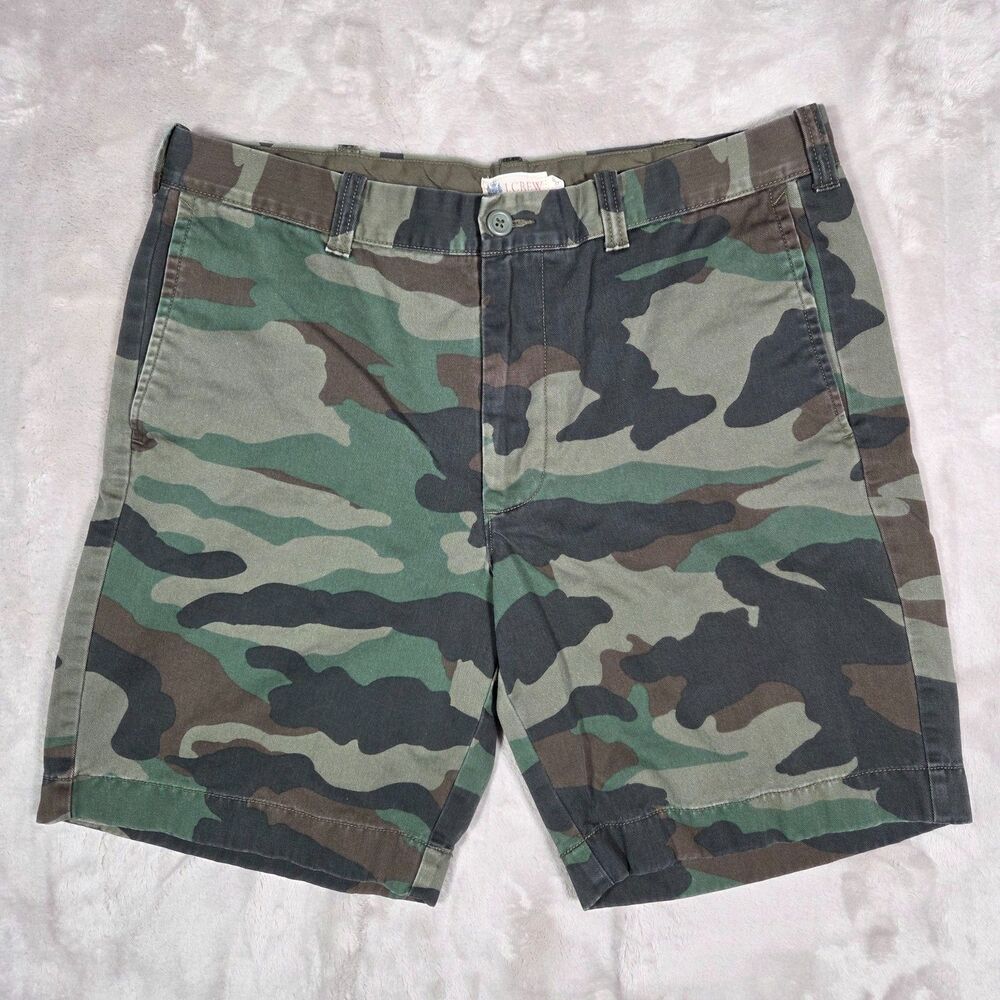 J.Crew Camo Shorts Men’s 35 Green Military Print Cotton Casual Utility